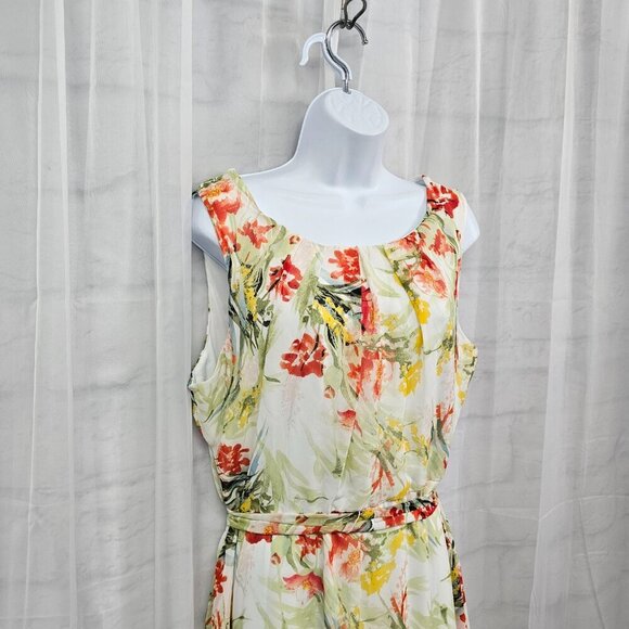 NY Collection Yellow Coral Floral Sleeveless Midi Dress Romantic Ethereal 1X - Picture 3 of 14